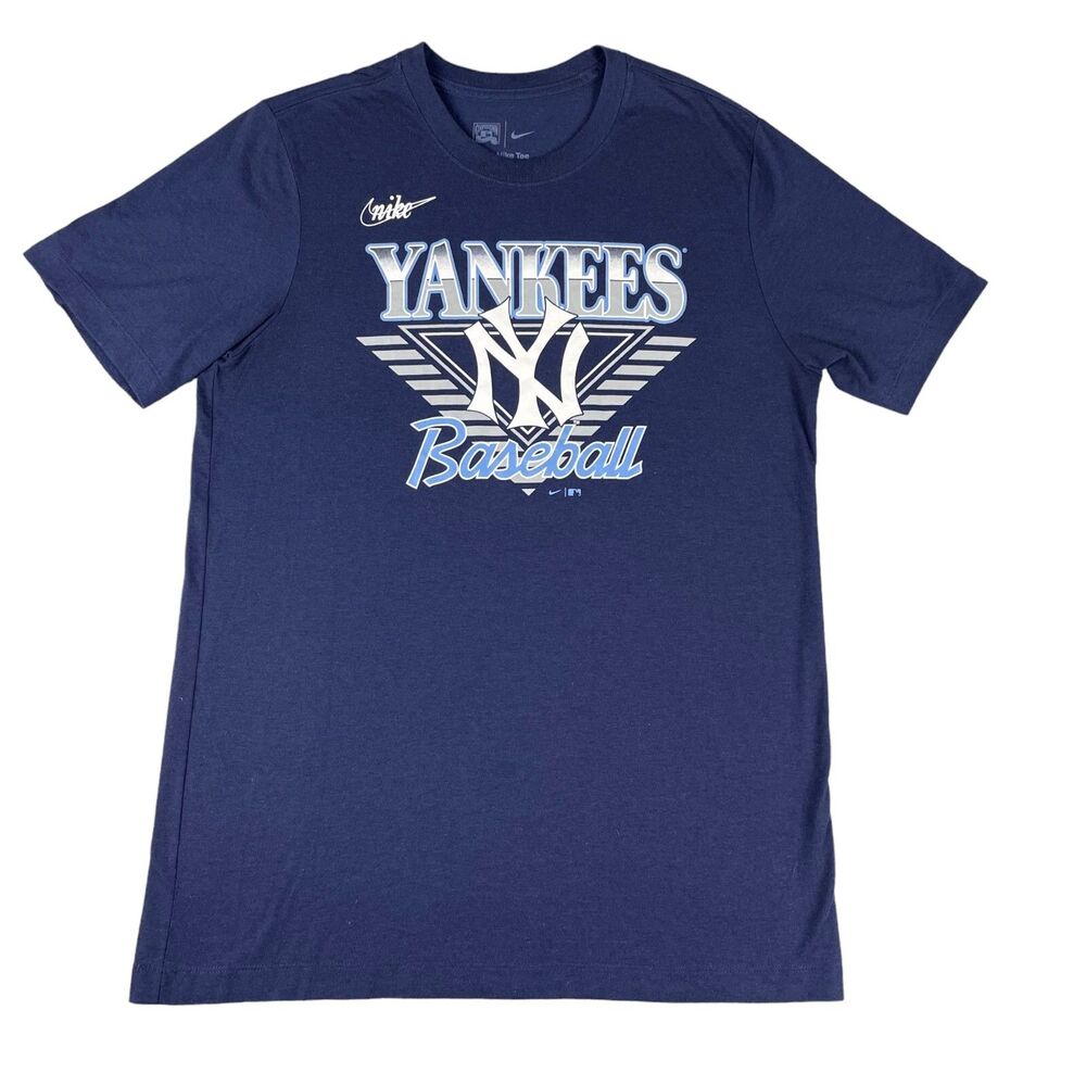 New York Yankees Shirt Men's Large Blue Cooperstown Collection NIKE Short Sleeve